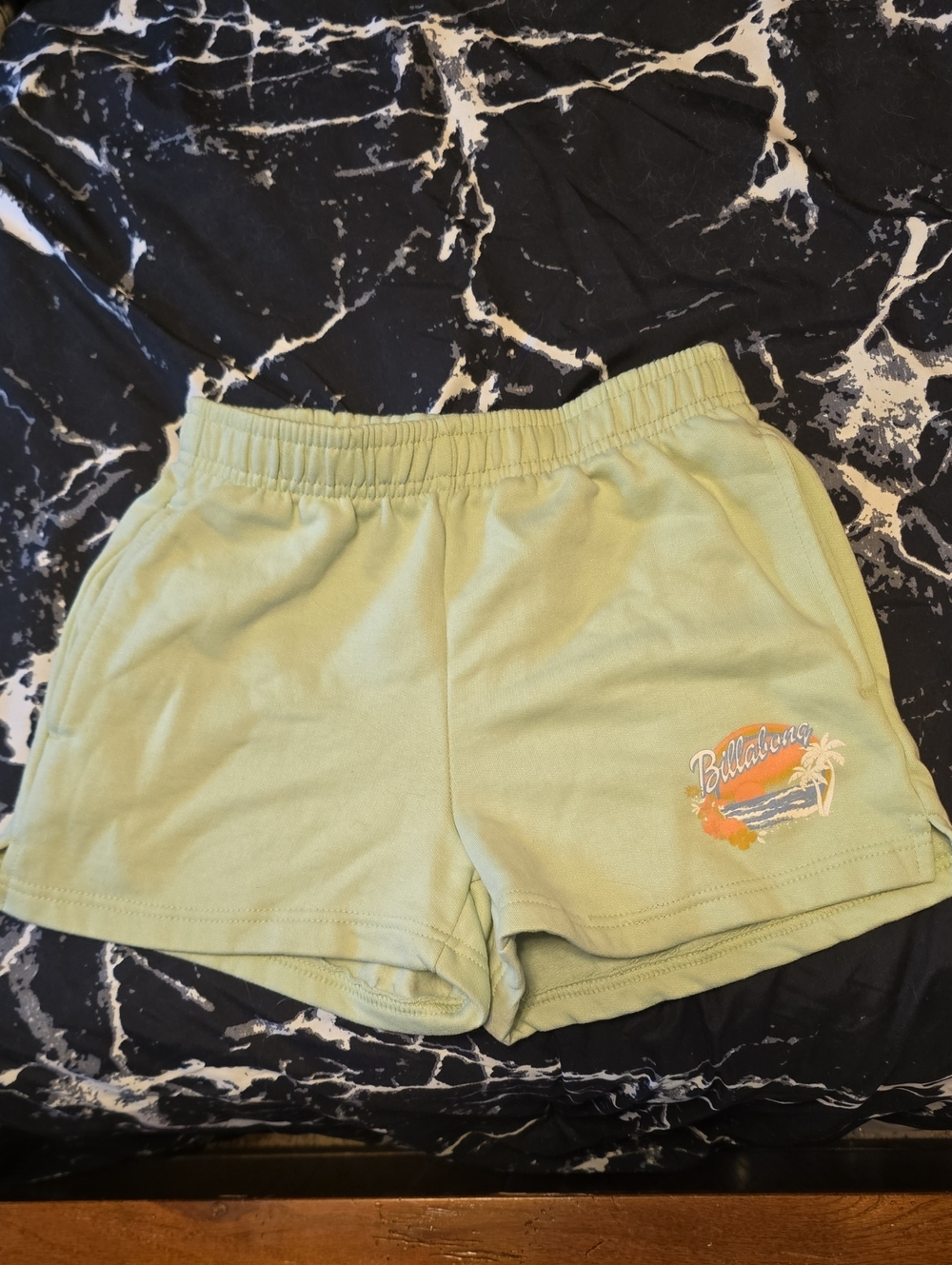 Billabong Sage Green Women's Athletic Shorts with Beach Logo